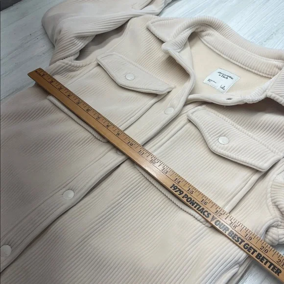 Abercrombie & Fitch Cozy Corduroy Cream Fleece Shacket Jacket Sz S - Picture 5 of 14